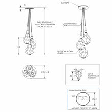 Load image into Gallery viewer, Blossom Cluster LED Pendant Light - line drawing.