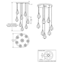 Load image into Gallery viewer, Blossom LED Multi Light Pendant Light - line drawing.