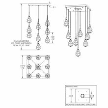 Load image into Gallery viewer, Blossom LED Multi Light Pendant Light - line drawing.