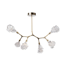 Load image into Gallery viewer, Blossom Modern Branch LED Pendant Light in Heritage Brass (6-Light).