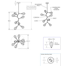 Load image into Gallery viewer, Blossom Modern Vine LED Pendant Light - line drawing.