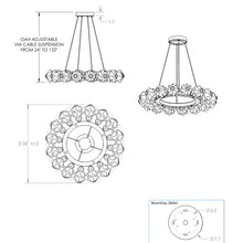 Load image into Gallery viewer, Blossom Ring LED Chandelier - line drawing.