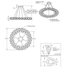 Load image into Gallery viewer, Blossom Ring LED Chandelier - line drawing.