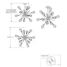 Load image into Gallery viewer, Blossom Starburst LED Chandelier - line drawing.