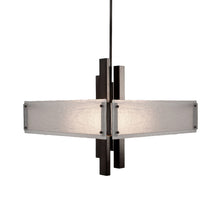 Load image into Gallery viewer, Carlyle Square Chandelier in Gunmetal (Granite Glass - Frosted).