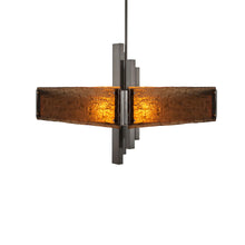 Load image into Gallery viewer, Carlyle Square Chandelier in Satin Nickel (Granite Glass - Bronze).