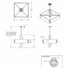 Load image into Gallery viewer, Carlyle Square Chandelier - line drawing.