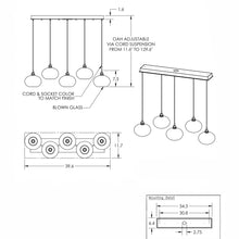 Load image into Gallery viewer, Coppa Linear Pendant Light - line drawing.