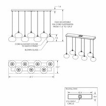 Load image into Gallery viewer, Coppa Linear Pendant Light - line drawing.