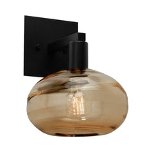 Load image into Gallery viewer, Coppa Wall Light in Matte Black/Bronze Glass.