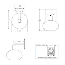 Load image into Gallery viewer, Coppa Wall Light - line drawing.