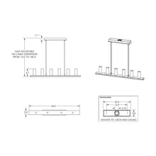 Load image into Gallery viewer, Corona LED Linear Pendant Light - line drawing.