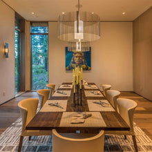 Load image into Gallery viewer, Downtown Mesh Drum Pendant Light in dining room.