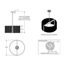 Load image into Gallery viewer, Downtown Mesh Drum Pendant Light - line drawing.