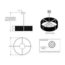 Load image into Gallery viewer, Downtown Mesh Drum Pendant Light - line drawing.
