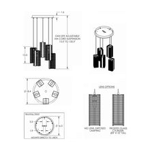 Load image into Gallery viewer, Downtown Mesh Round Multi Light Exposed Bulbs Pendant Light - line drawing.