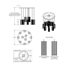 Load image into Gallery viewer, Downtown Mesh Round Multi Light Pendant Light - line drawing.