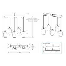 Load image into Gallery viewer, Ellisse Linear Pendant Light in Detail - line drawing.