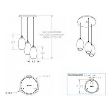 Load image into Gallery viewer, Ellisse Round Multi Light Pendant Light - line drawing.