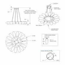 Load image into Gallery viewer, Fiori Radial Ring LED Chandelier - line drawing.