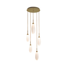 Load image into Gallery viewer, Fiori Round LED Multi Light Pendant Light in Gilded Brass (5-Light).