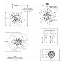 Load image into Gallery viewer, Fiori Starburst LED Chandelier - line drawing.