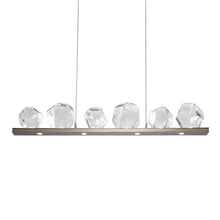 Load image into Gallery viewer, Gem Bezel LED Linear Pendant Light in Metallic Beige Silver/Clear Glass (44-Inch).