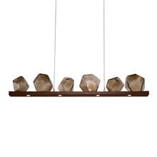Load image into Gallery viewer, Gem Bezel LED Linear Pendant Light in Flat Bronze/Bronze Glass (44-Inch).