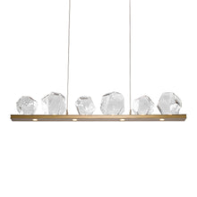 Load image into Gallery viewer, Gem Bezel LED Linear Pendant Light in Gilded Brass/Clear Glass (44-Inch).