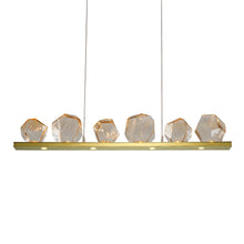 Load image into Gallery viewer, Gem Bezel LED Linear Pendant Light in Heritage Brass/Amber Glass (44-Inch).