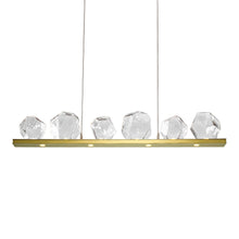 Load image into Gallery viewer, Gem Bezel LED Linear Pendant Light in Heritage Brass/Clear Glass (44-Inch).