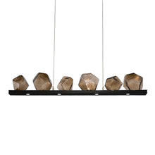 Load image into Gallery viewer, Gem Bezel LED Linear Pendant Light in Matte Black/Bronze Glass (44-Inch).