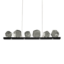 Load image into Gallery viewer, Gem Bezel LED Linear Pendant Light in Matte Black/Smoke Glass (44-Inch).
