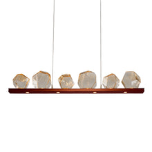 Load image into Gallery viewer, Gem Bezel LED Linear Pendant Light in Oil Rubbed Bronze/Amber Glass (44-Inch).
