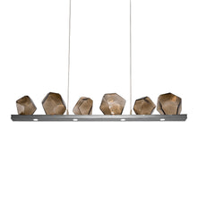 Load image into Gallery viewer, Gem Bezel LED Linear Pendant Light in Satin Nickel/Bronze Glass (44-Inch).