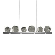 Load image into Gallery viewer, Gem Bezel LED Linear Pendant Light in Satin Nickel/Smoke Glass (44-Inch).