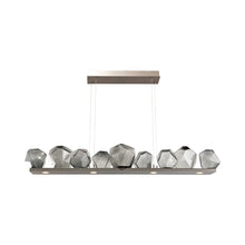 Load image into Gallery viewer, Gem Bezel LED Linear Pendant Light in Metallic Beige Silver/Smoke Glass (59-Inch).