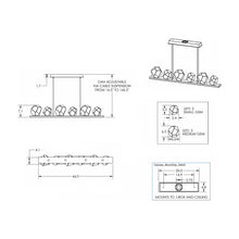 Load image into Gallery viewer, Gem Bezel LED Linear Pendant Light - line drawing.
