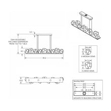 Load image into Gallery viewer, Gem Bezel LED Linear Pendant Light - line drawing.