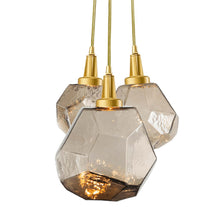 Load image into Gallery viewer, Gem Cluster LED Pendant Light in Gilded Brass/Bronze Glass (3-Light).