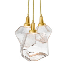 Load image into Gallery viewer, Gem Cluster LED Pendant Light in Gilded Brass/Clear Glass (3-Light).