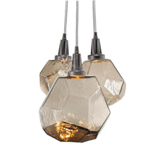 Load image into Gallery viewer, Gem Cluster LED Pendant Light in Gunmetal/Bronze Glass (3-Light).