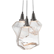 Load image into Gallery viewer, Gem Cluster LED Pendant Light in Gunmetal/Clear Glass (3-Light).