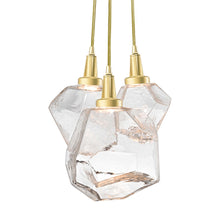Load image into Gallery viewer, Gem Cluster LED Pendant Light in Heritage Brass/Clear Glass (3-Light).