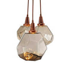 Load image into Gallery viewer, Gem Cluster LED Pendant Light in Oil Rubbed Bronze/Bronze Glass (3-Light).
