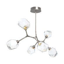 Load image into Gallery viewer, Gem Modern Branch LED Pendant Light in Metallic Beige Silver/Clear Glass (6-Light).