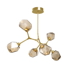 Load image into Gallery viewer, Gem Modern Branch LED Pendant Light in Gilded Brass/Bronze Glass (6-Light).
