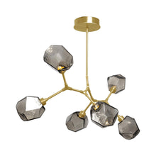 Load image into Gallery viewer, Gem Modern Branch LED Pendant Light in Gilded Brass/Smoke Glass (6-Light).