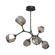 Load image into Gallery viewer, Gem Modern Branch LED Pendant Light in Matte Black/Smoke Glass (6-Light).