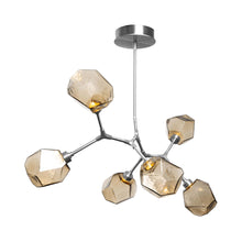 Load image into Gallery viewer, Gem Modern Branch LED Pendant Light in Satin Nickel/Bronze Glass (6-Light).